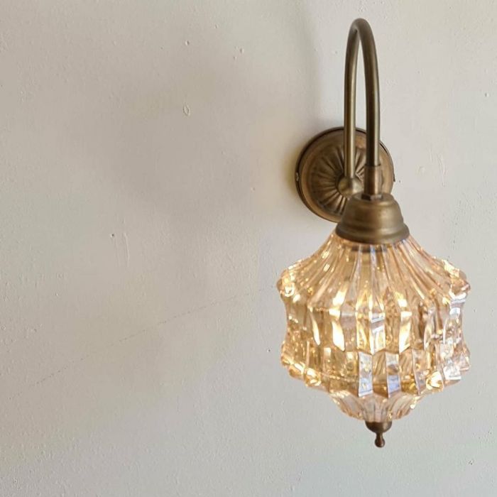 מנורת קיר דה וינצי קריסטל דבש קטן דאבל.