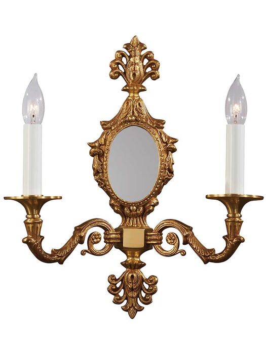 מנורת קיר ברונזה זוגית עם מראה