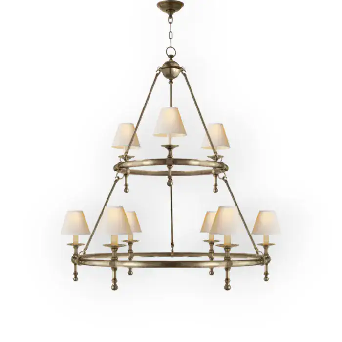 שנדליר פליז "חישוק דו קומתי עם לפידים"