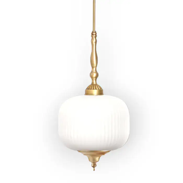 גוף תאורה תלוי דגם "זכוכית פליסה לבן ארט דקו"