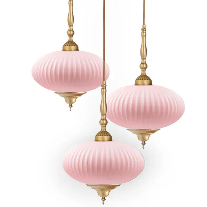 גוף תאורה תלוי דגם "פליסה ארט דקו ורוד"