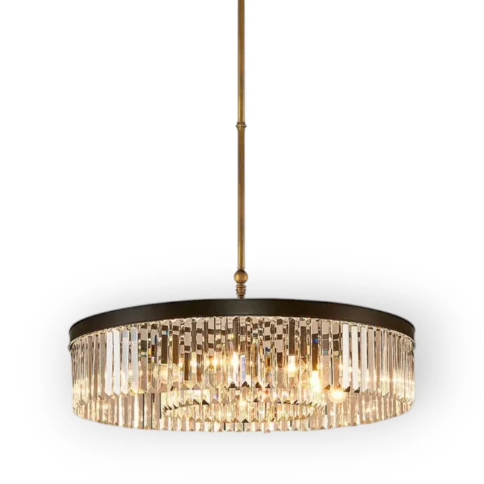 מנורת תליה חישוק עם מוטות קריסטל צ'כי