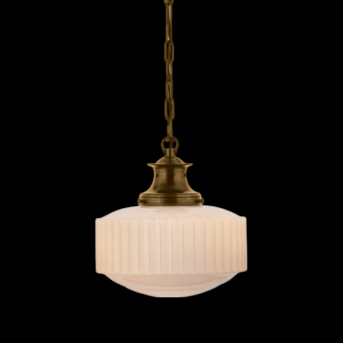 מנורת תליה דגם פסים ארט דקו לבן קוטר 40 סמ