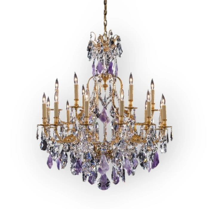 נברשת עתיקה מברונזה משולב קריסטל צ'כי בצבעים