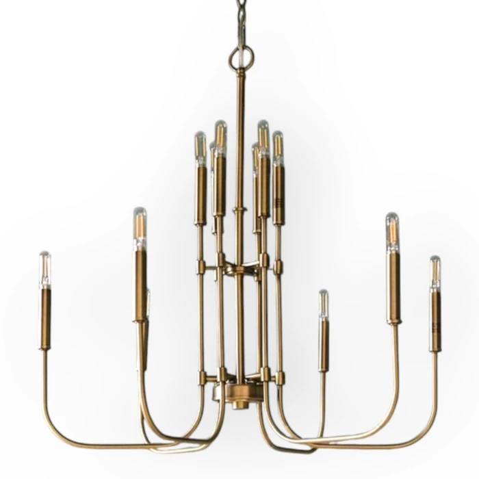 שנדליר פליז דגם אמריקאי עם מחברים דקורטיביים