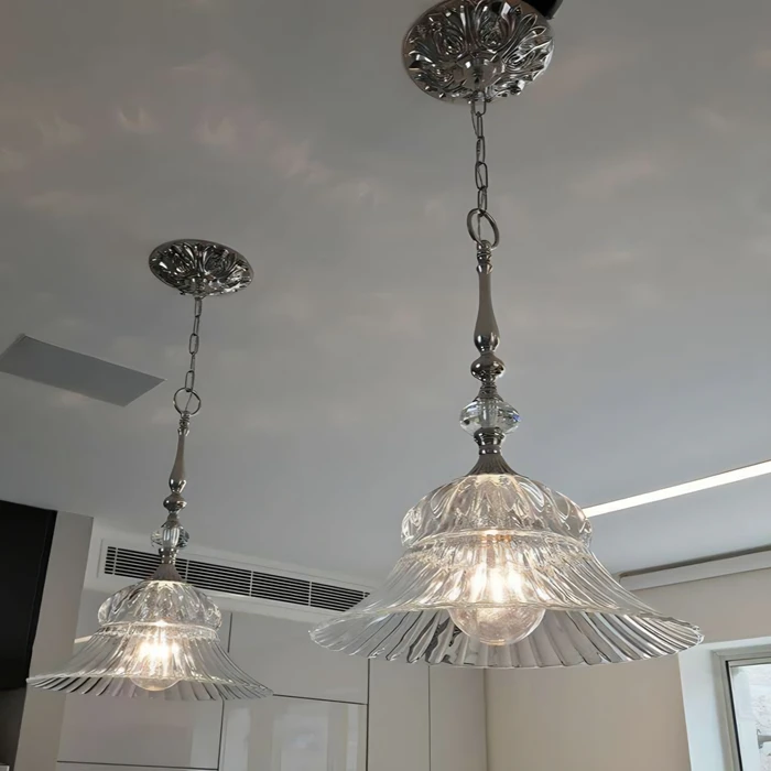 מנורת תליה ראש קריסטל צ'כי גדול לואי גימור כסף