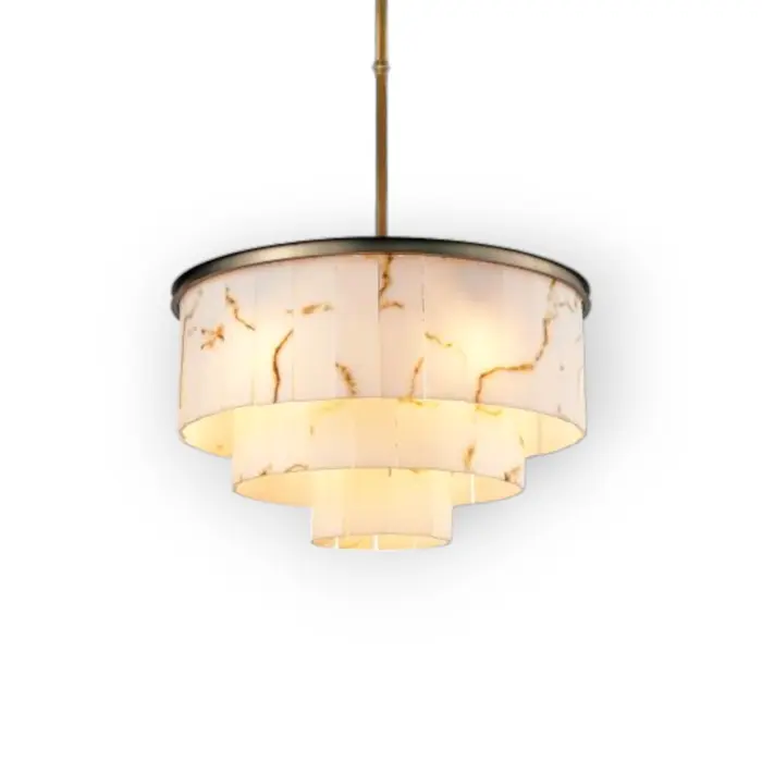 שנדליר חישוק פליז עם שיש אלבאסטר